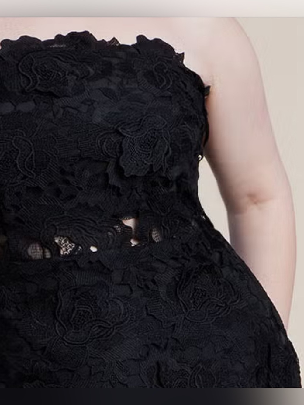 Eloquii Black Strapless Lace Cocktail Dress